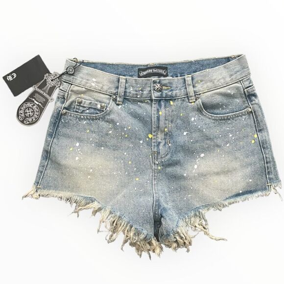 Women Jean DISTRESSED FRAYED SHORTS size M 000157 - Picture 1 of 7